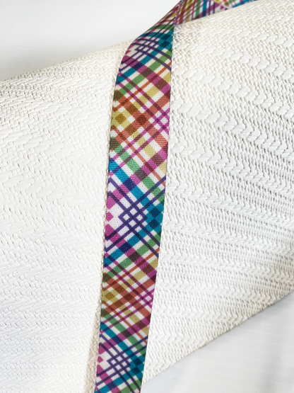 Printed Seat Belt Webbing - FESTIVE PLAID - 1" wide