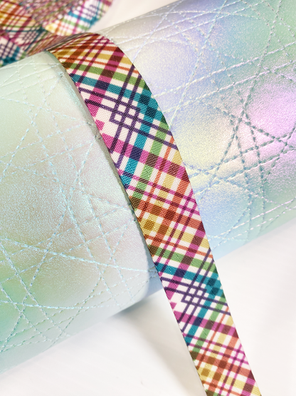 Printed Seat Belt Webbing - FESTIVE PLAID - 1" wide