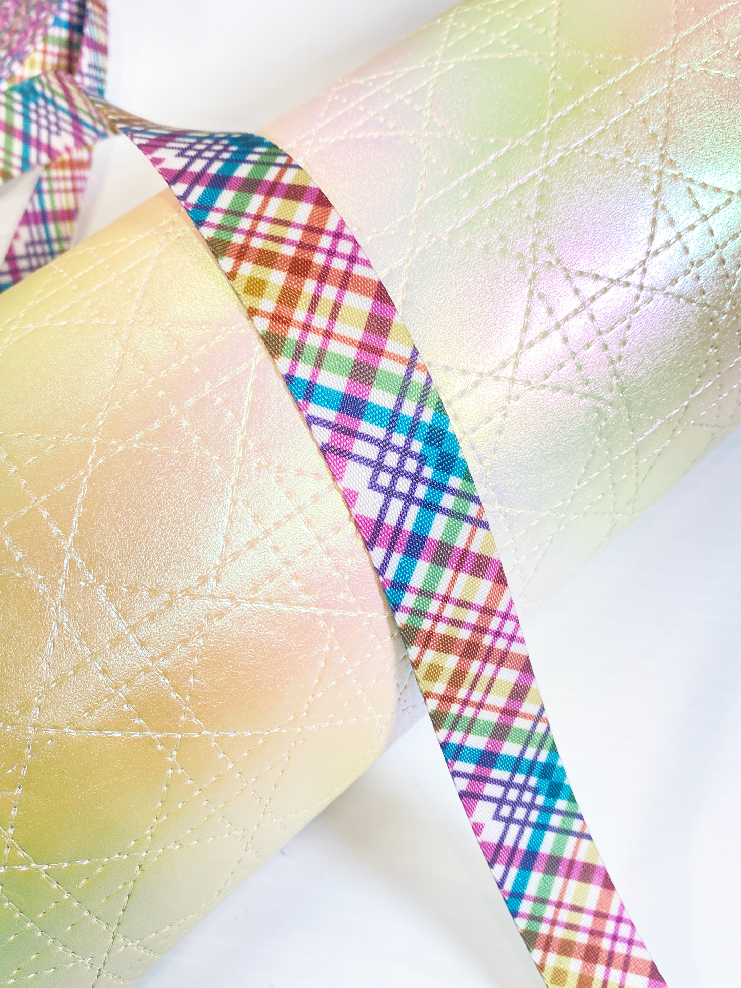 Printed Seat Belt Webbing - FESTIVE PLAID - 1" wide