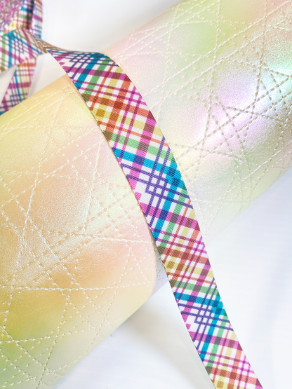 Printed Seat Belt Webbing - FESTIVE PLAID - 1" wide