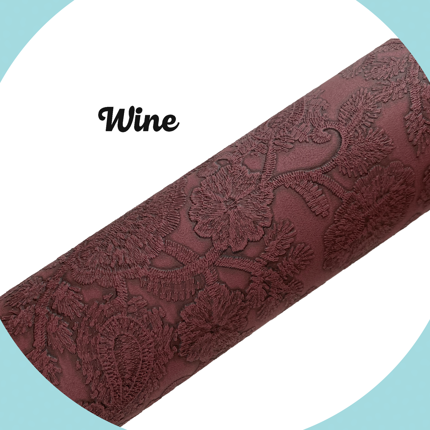 FLORAL LACE Faux Leather - Wine