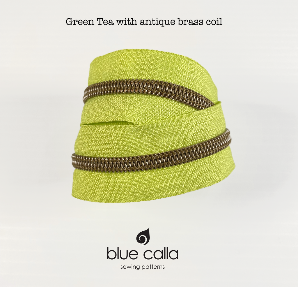 ANTIQUE BRASS COIL - GREEN TEA - #5 Metallic Nylon Coil Zipper tape