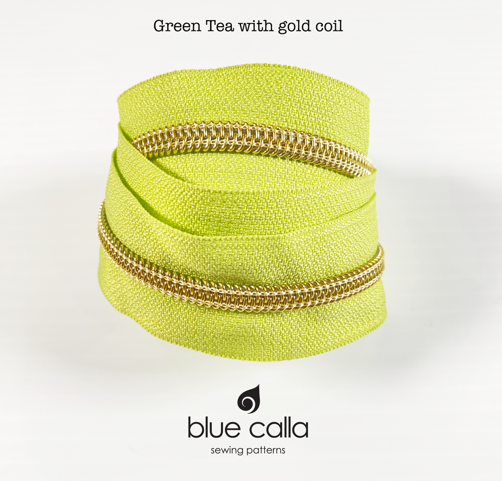 GOLD COIL - GREEN TEA - #5 Metallic Nylon Coil Zipper tape