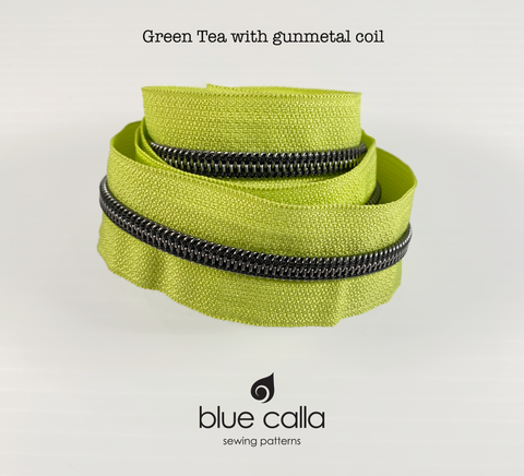 GUNMETAL COIL - GREEN TEA - #5 Metallic Nylon Coil Zipper tape