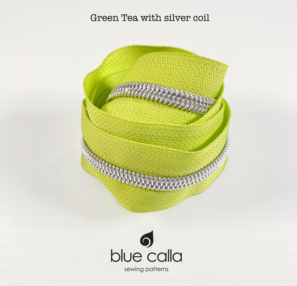 SILVER COIL - GREEN TEA - #5 Metallic Nylon Coil Zipper tape