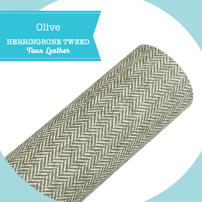 HERRINGBONE TWEED Faux Leather - Olive