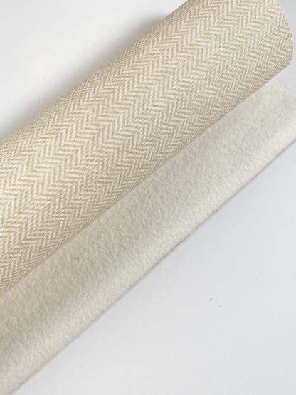 HERRINGBONE TWEED Faux Leather - Vanilla