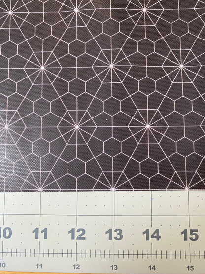 Printed Waterproof Canvas - Honeycomb in Coal