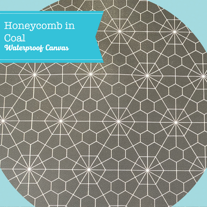 Printed Waterproof Canvas - Honeycomb in Coal