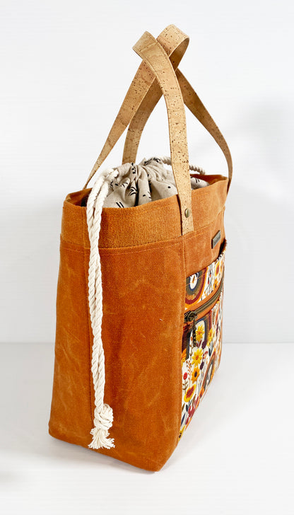 Knitting Project Tote (Small size) : Fall Rainbow