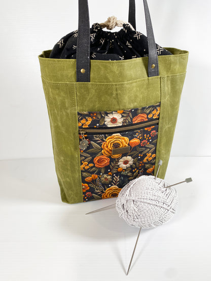 Knitting Project Tote (Large size) : Felt Floral