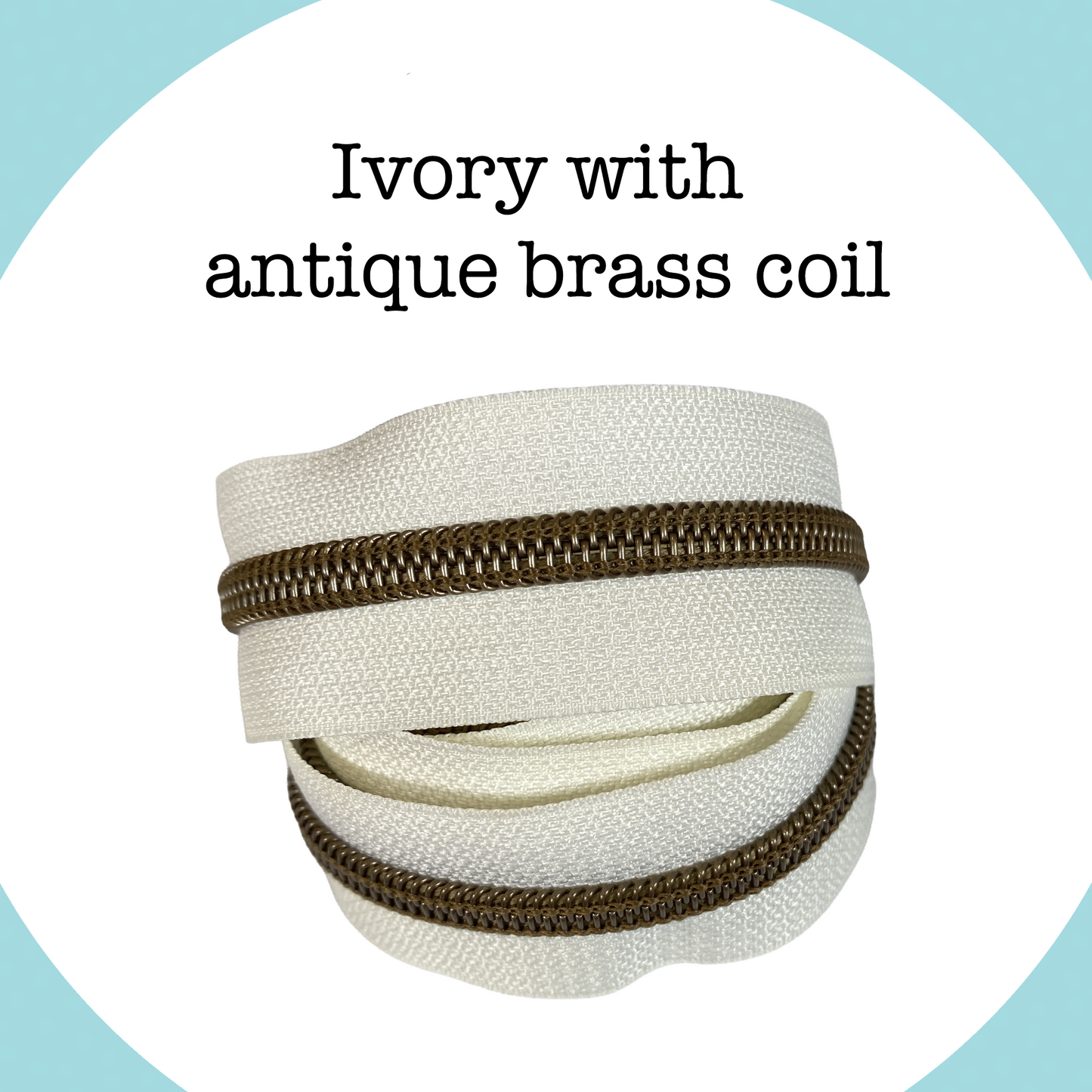 ANTIQUE BRASS COIL - IVORY - #5 Metallic Nylon Coil Zipper tape