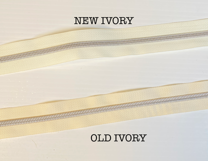SILVER COIL - IVORY - #5 Metallic Nylon Coil Zipper tape