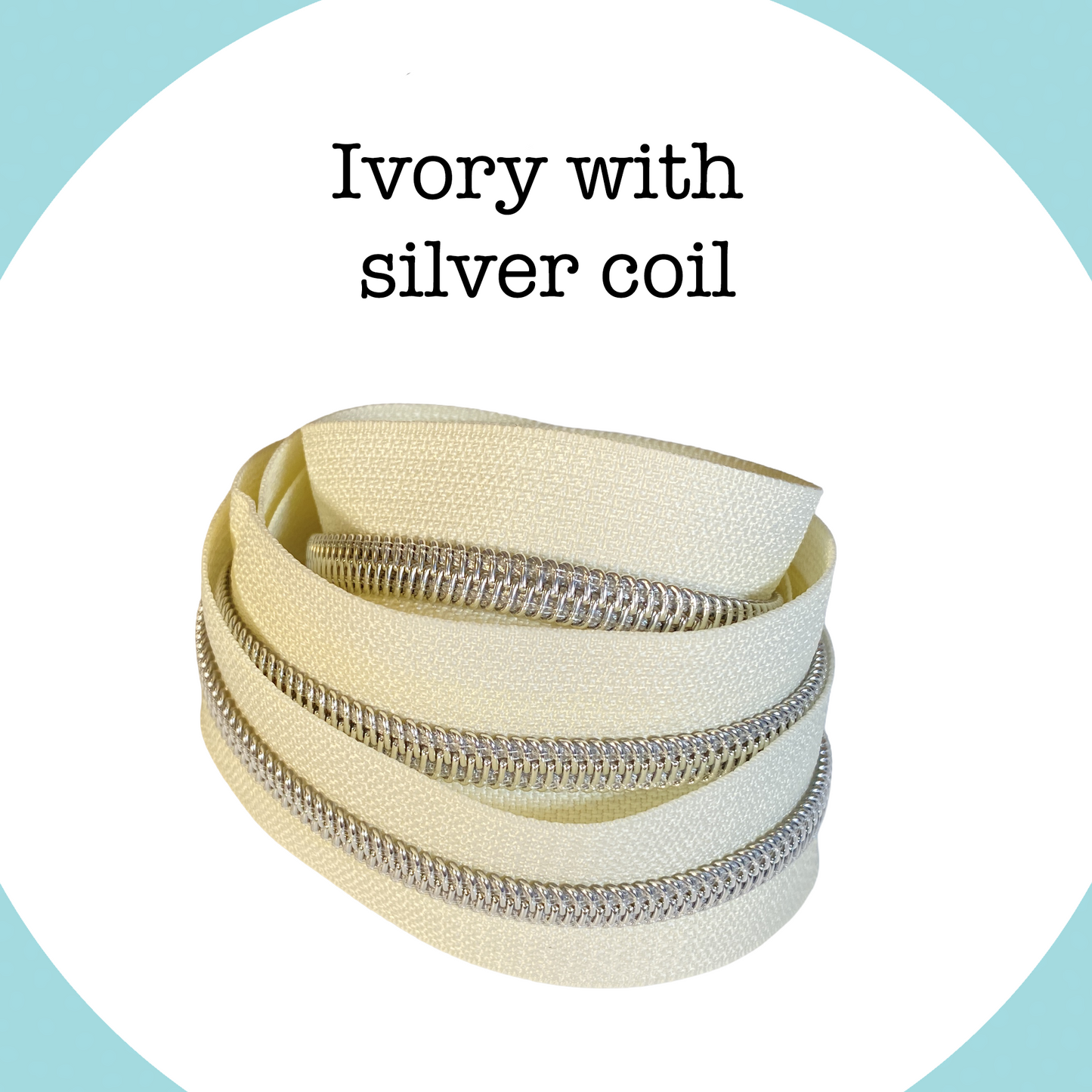 SILVER COIL - IVORY - #5 Metallic Nylon Coil Zipper tape