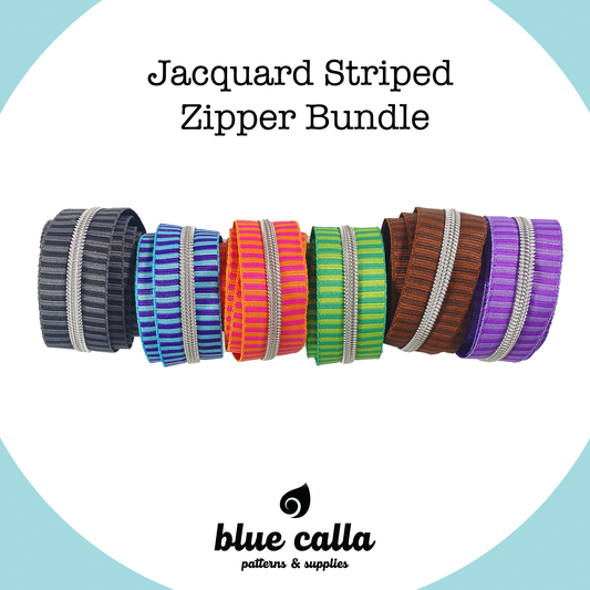 #5 Metallic Nylon Coil Zipper tape - Limited Edition Striped Jacquard Zipper Tape Bundle