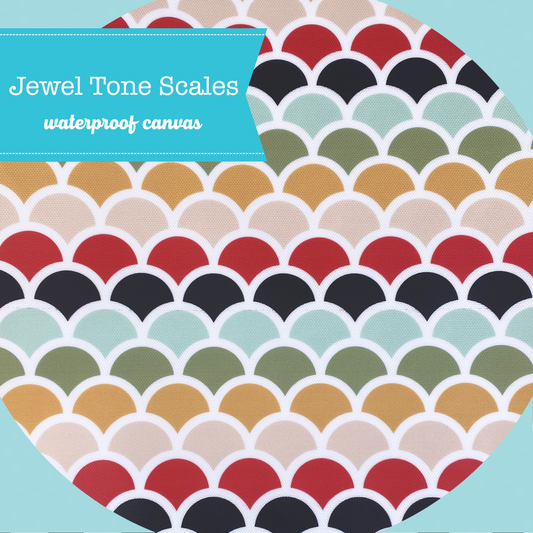 Printed Waterproof Canvas - Jewel Tone Scales
