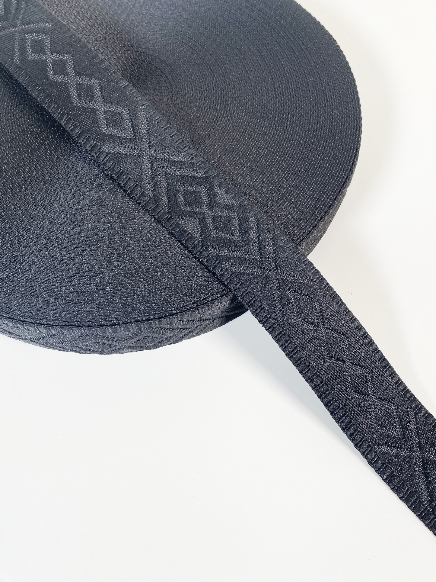 Knit Jacquard Webbing - BLACK - 1.5" wide