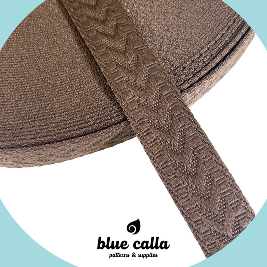 KNIT Jacquard Webbing - CHOCOLATE - 1" wide