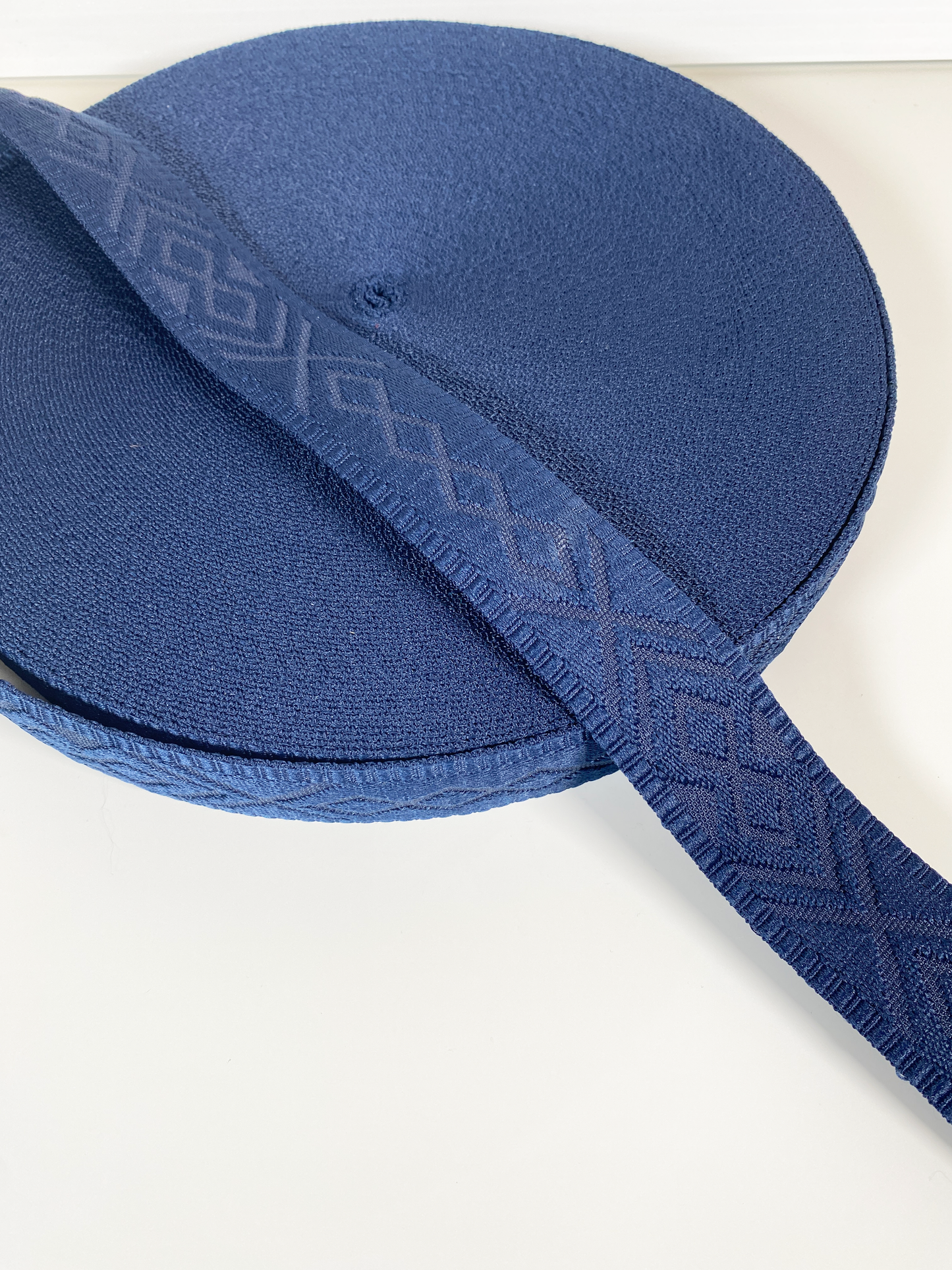 Knit Jacquard Webbing - NAVY - 1.5" wide