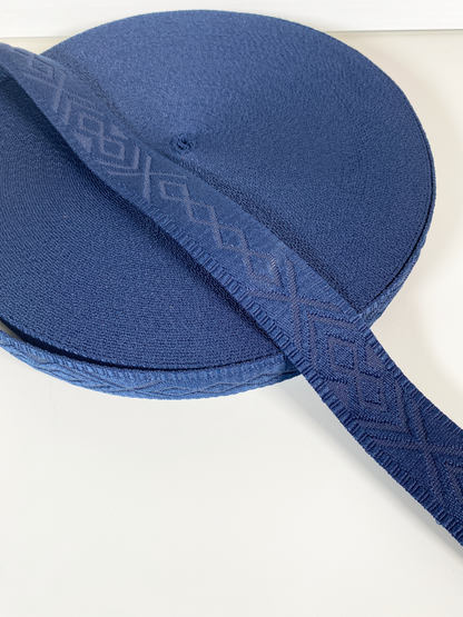Knit Jacquard Webbing - NAVY - 1.5" wide