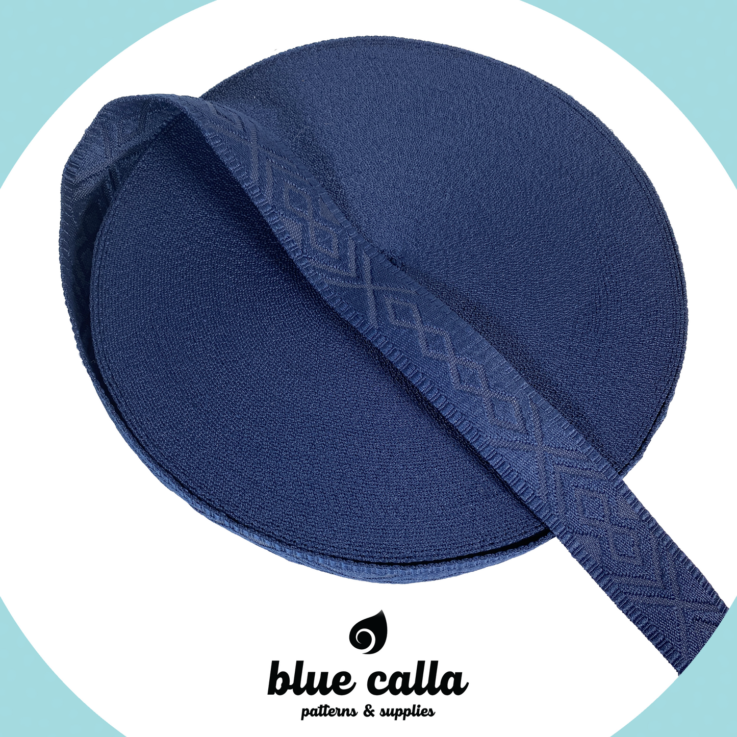 Knit Jacquard Webbing - NAVY - 1.5" wide