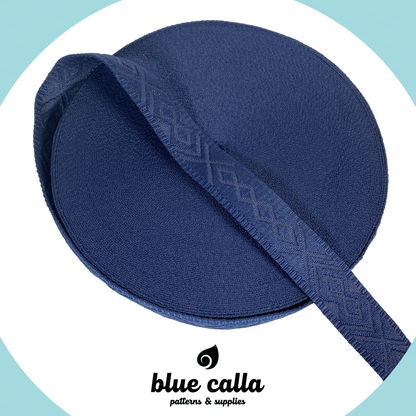 Knit Jacquard Webbing - NAVY - 1.5" wide