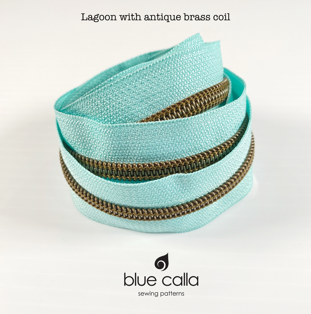ANTIQUE BRASS COIL - LAGOON - #5 Metallic Nylon Coil Zipper tape