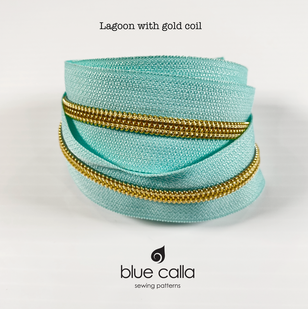 GOLD COIL - LAGOON - #5 Metallic Nylon Coil Zipper tape