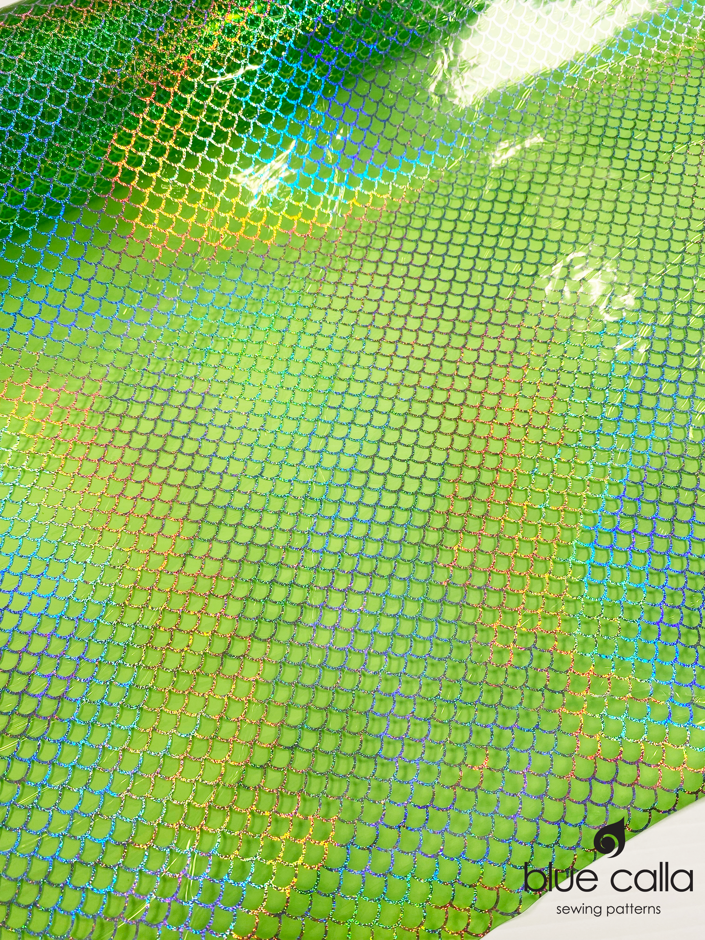 CLEARANCE Printed Clear Vinyl (12 gauge) - Mermaid Scales in Green