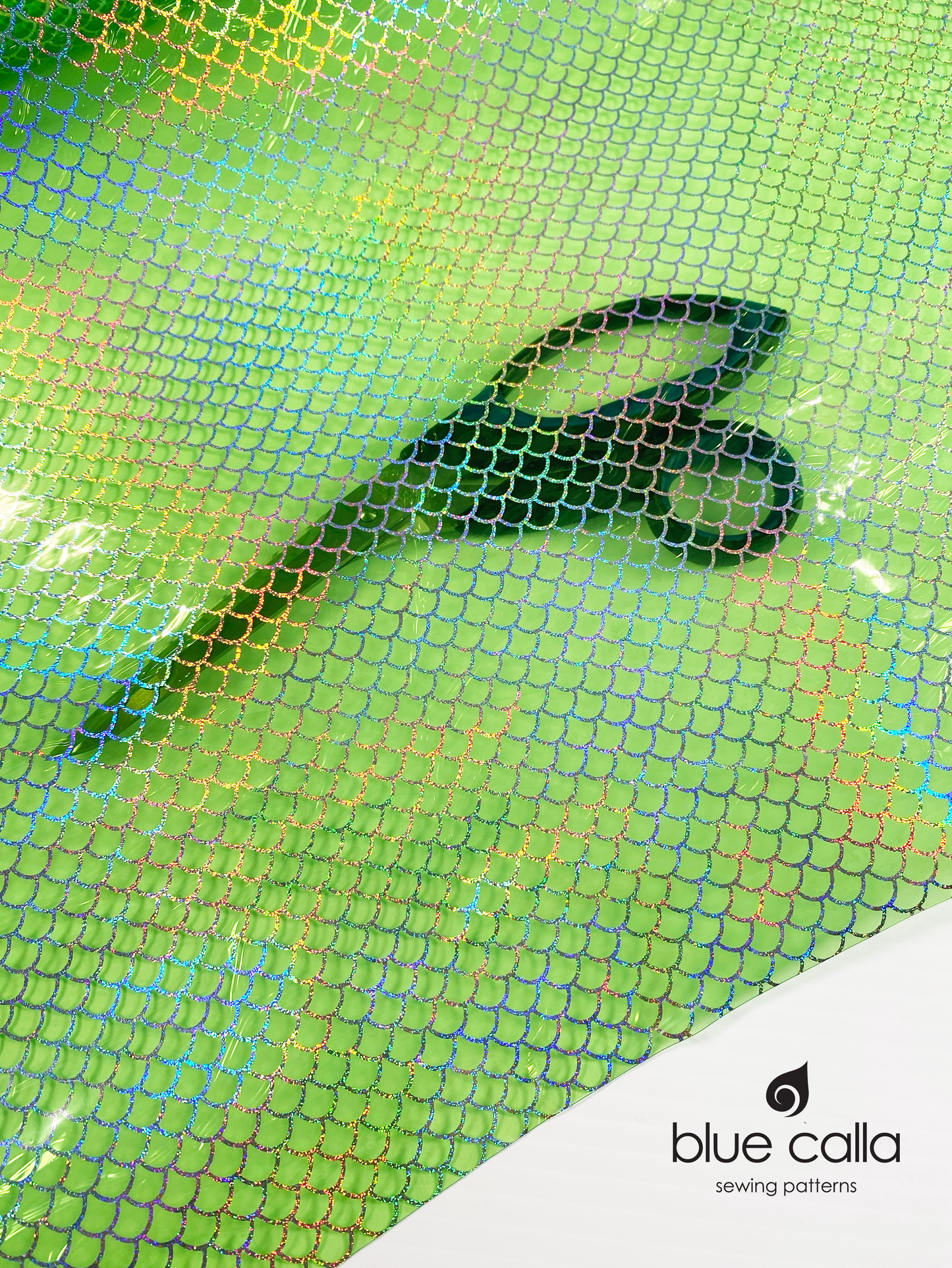 CLEARANCE Printed Clear Vinyl (12 gauge) - Mermaid Scales in Green