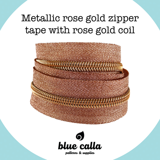ROSE GOLD COIL - METALLIC  ROSE GOLD - #5 Metallic Nylon Coil Zipper tape