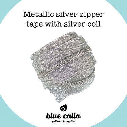 SILVER COIL - METALLIC SILVER - #5 Metallic Nylon Coil Zipper tape