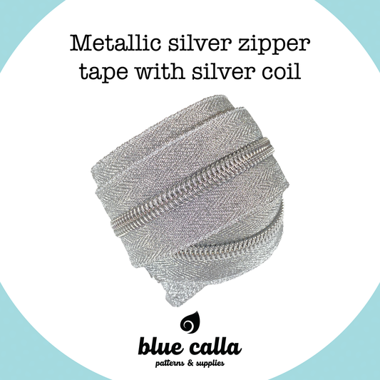 SILVER COIL - METALLIC SILVER - #5 Metallic Nylon Coil Zipper tape