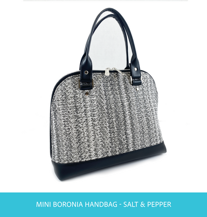 Boronia Bowler Bag : Salt & Pepper Crochet Texture Faux Leather