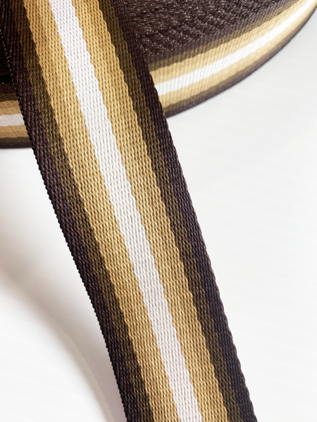 Mirror Stripe Jacquard Webbing - COFFEE STRIPES - 1.5" wide