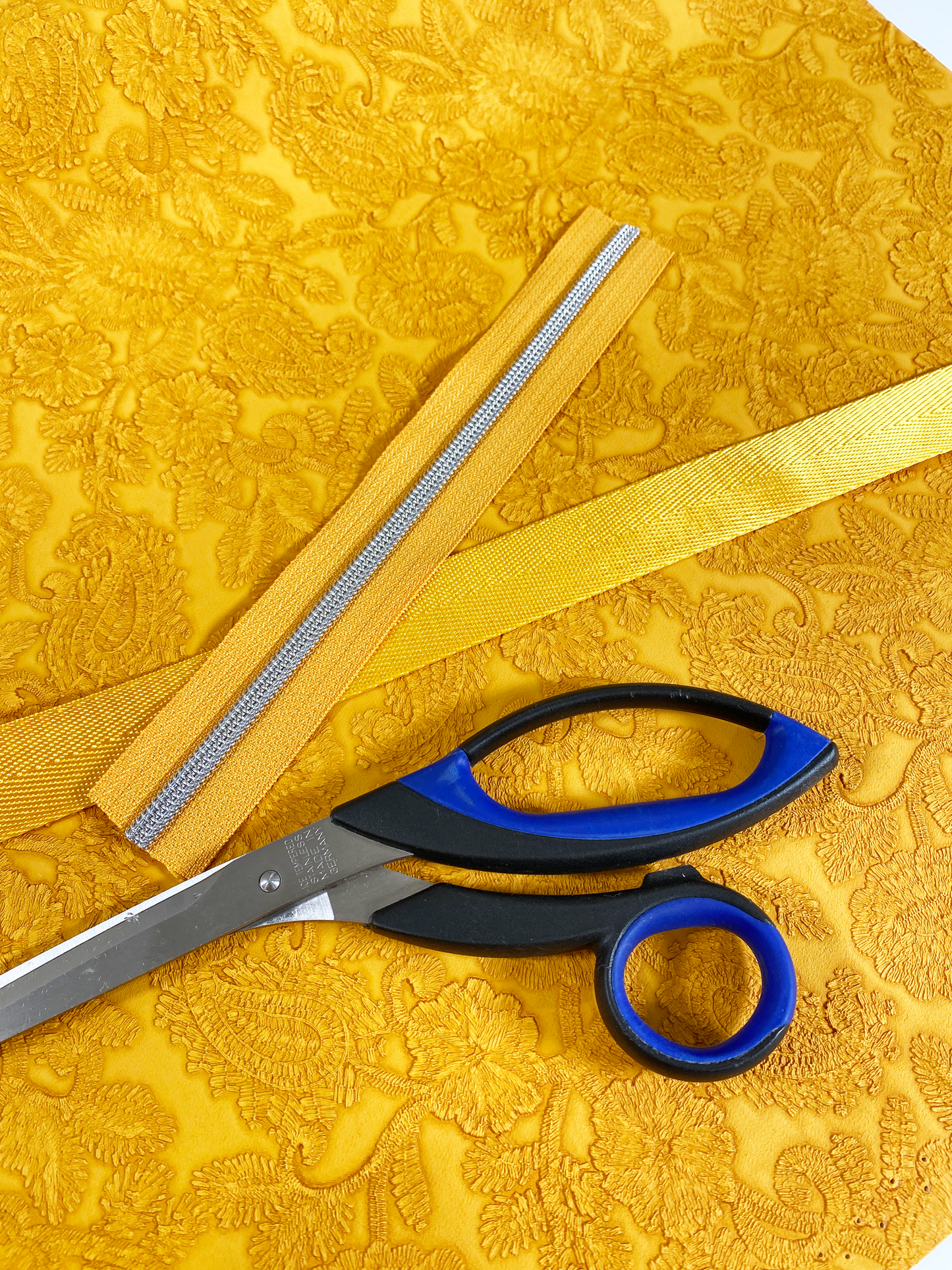 FLORAL LACE Faux Leather - Mustard