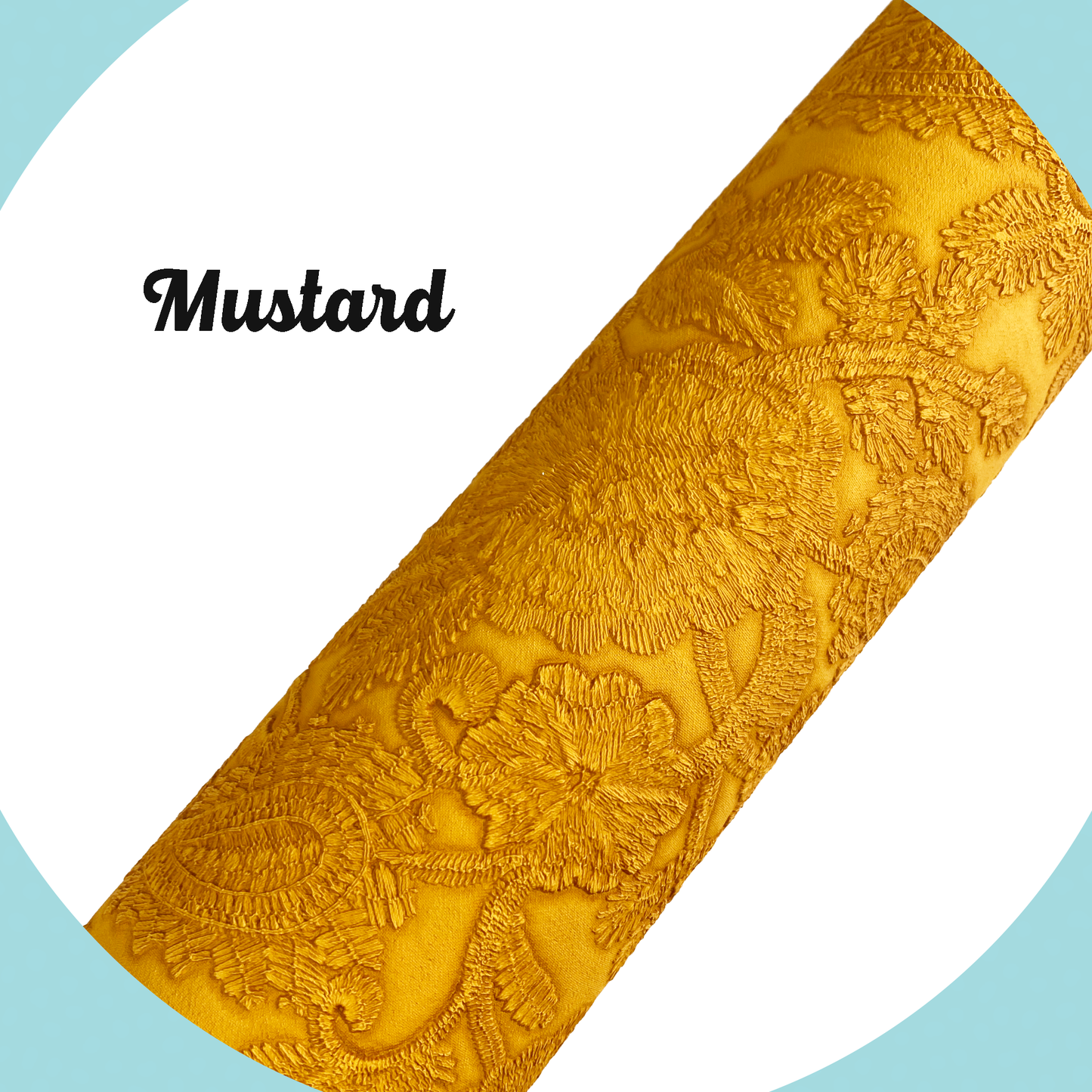 FLORAL LACE Faux Leather - Mustard
