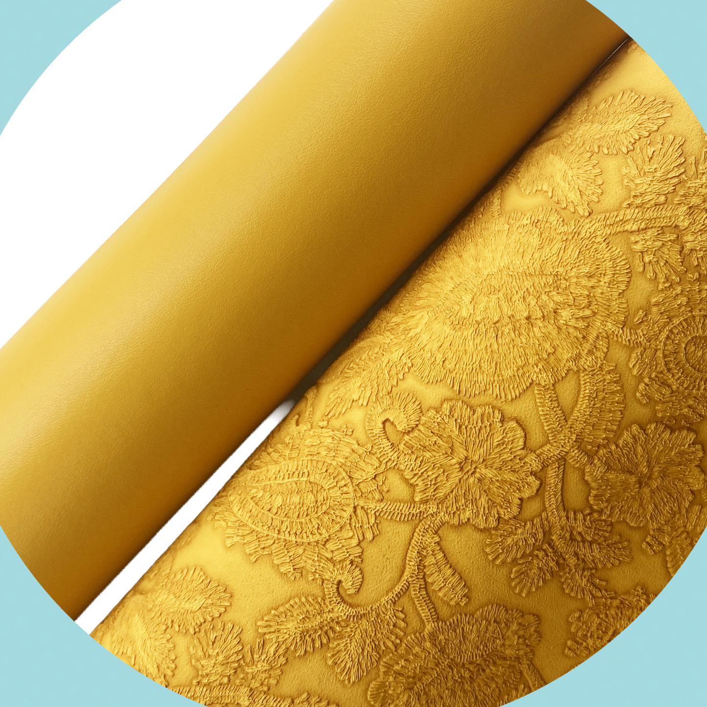 FLORAL LACE Faux Leather - Mustard