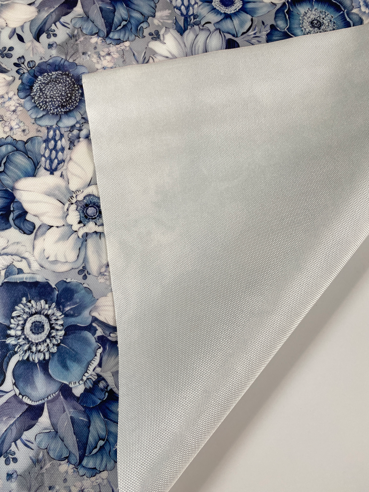 Printed Waterproof Canvas - Anemone in Navy