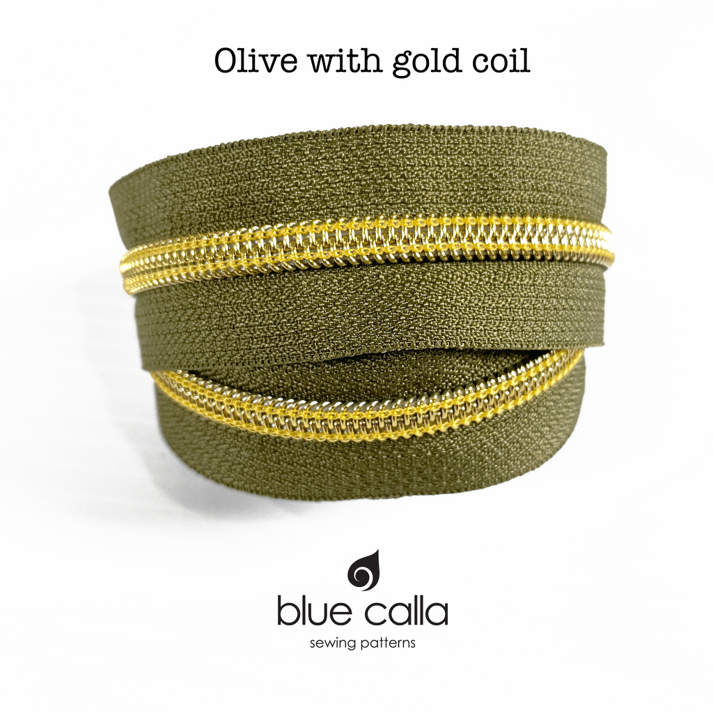GOLD COIL - OLIVE - #5 Metallic Nylon Coil Zipper tape