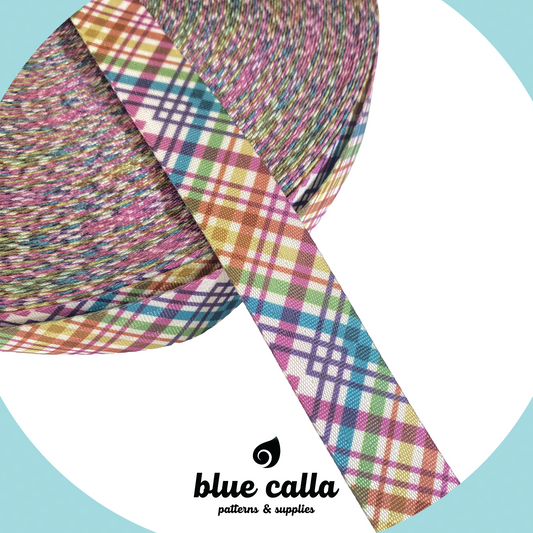 Printed Seat Belt Webbing - FESTIVE PLAID - 1" wide