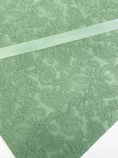 FLORAL LACE Faux Leather - Sage