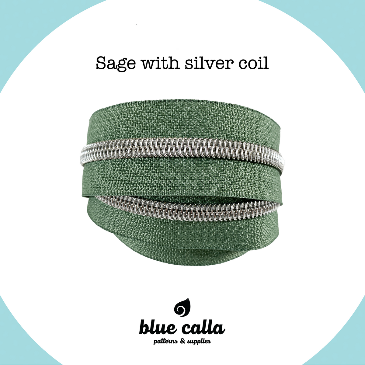 SILVER COIL - SAGE - #5 Metallic Nylon Coil Zipper tape