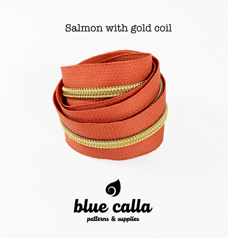 GOLD COIL - SALMON - #5 Metallic Nylon Coil Zipper tape