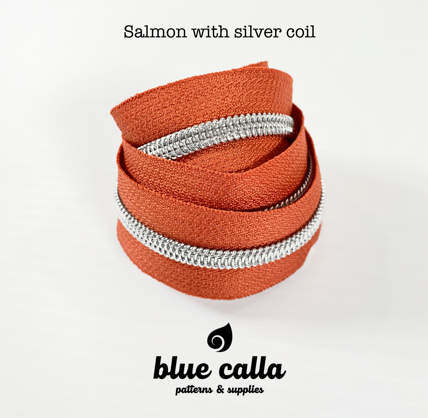 SILVER COIL - SALMON - #5 Metallic Nylon Coil Zipper tape