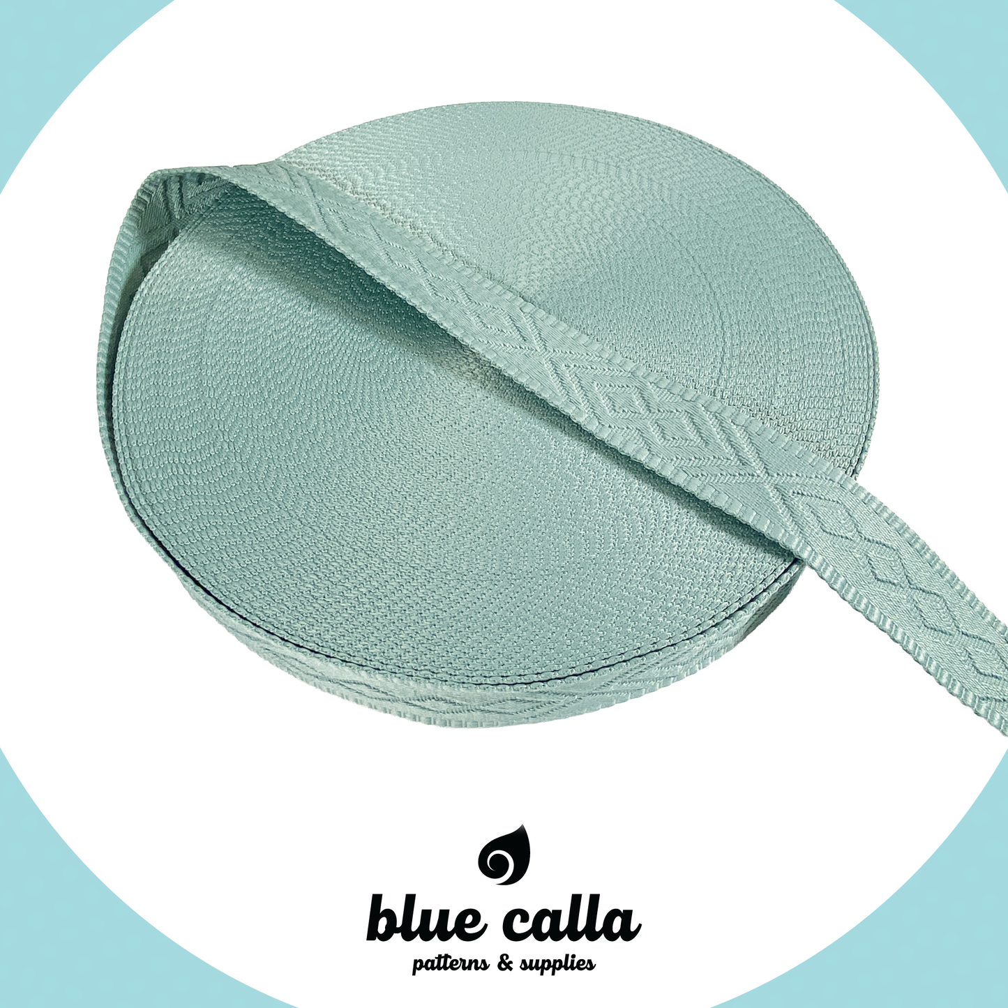 Knit Jacquard Webbing - SEAFOAM - 1.5" wide