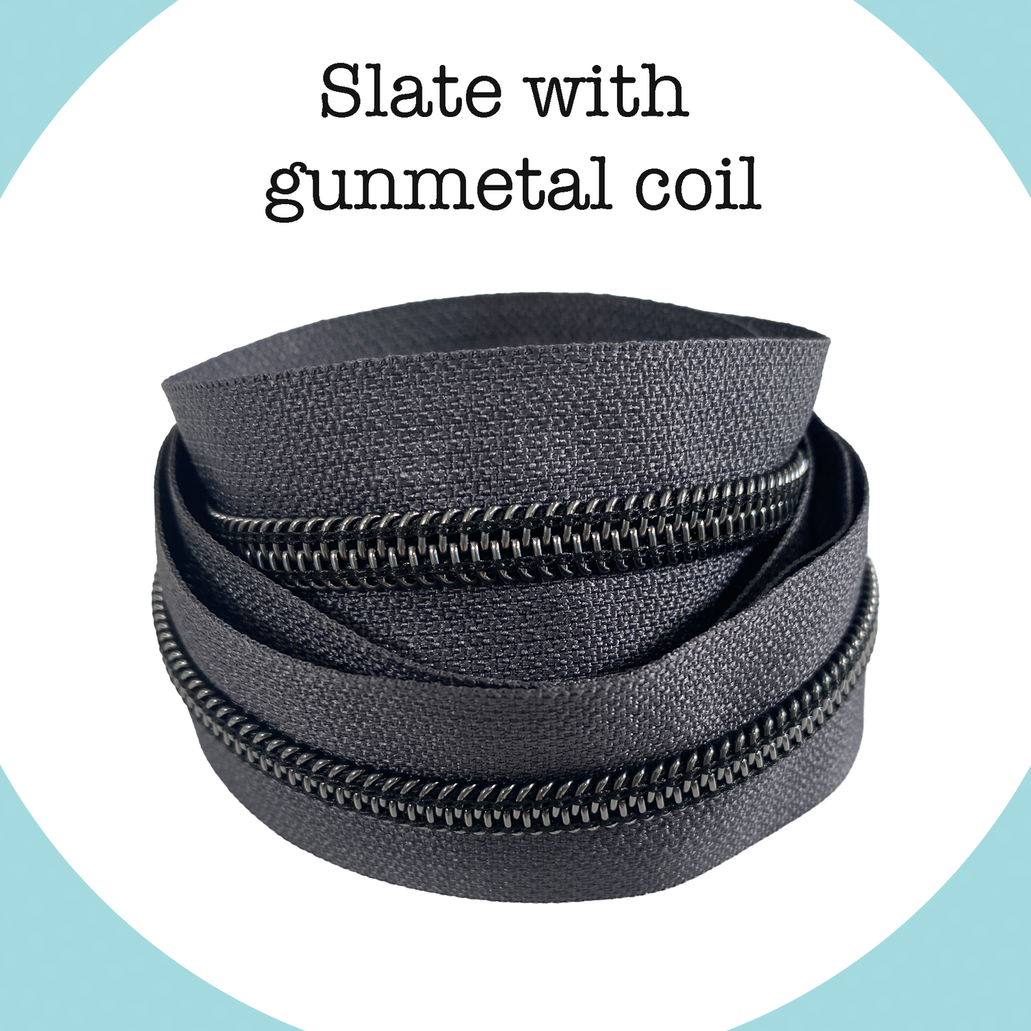 GUNMETAL COIL - SLATE - #5 Metallic Nylon Coil Zipper tape
