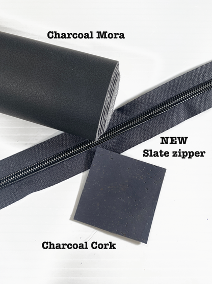 SILVER COIL - SLATE - #5 Metallic Nylon Coil Zipper tape