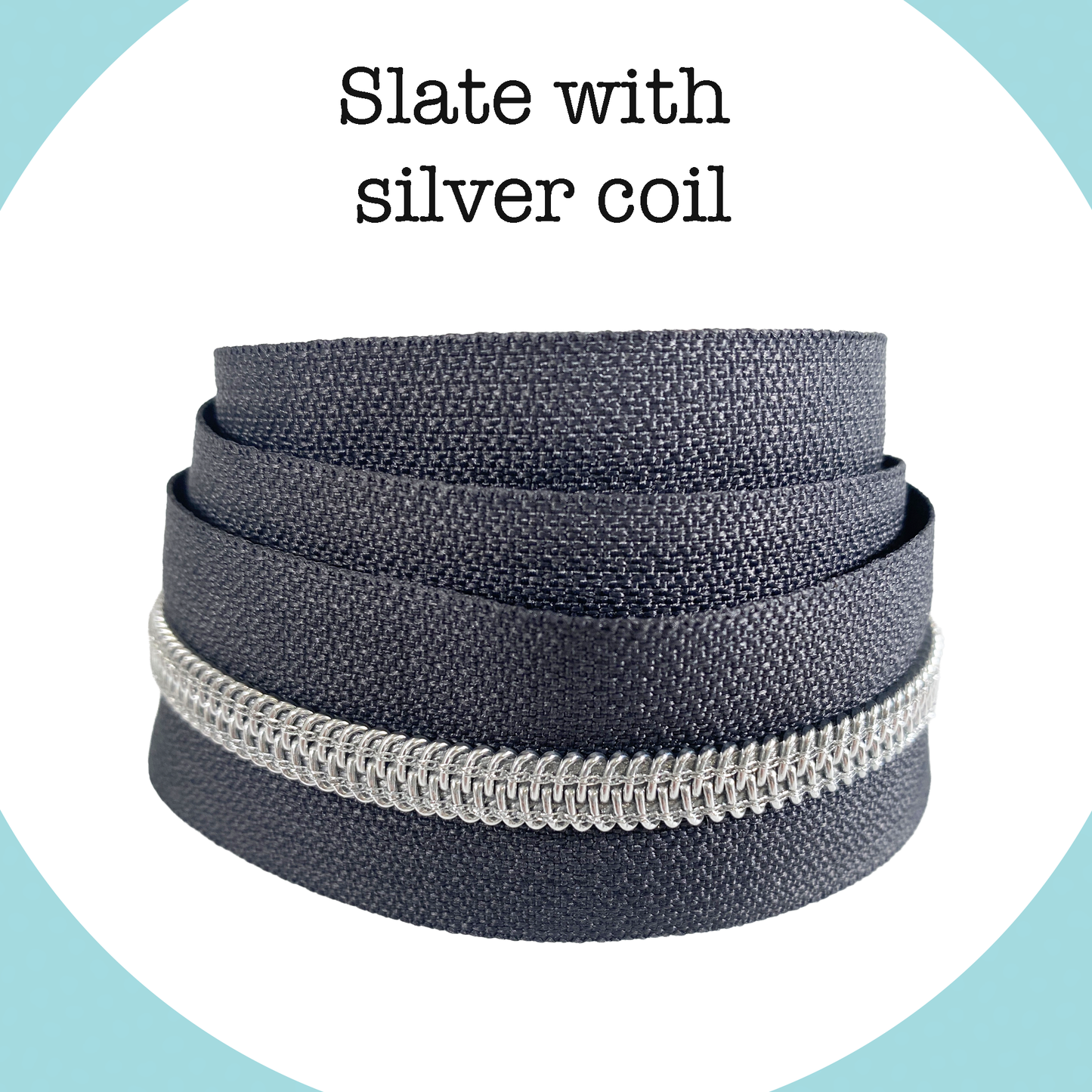 SILVER COIL - SLATE - #5 Metallic Nylon Coil Zipper tape