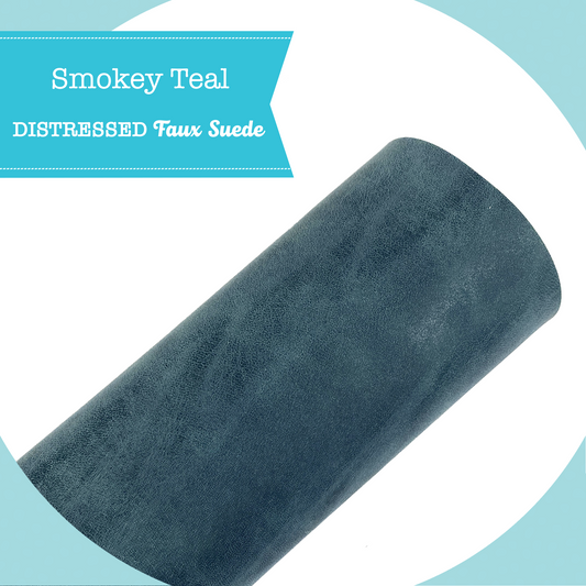 DISTRESSED Faux Suede - Smokey Teal